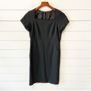 Lafayette 148 | Black Square Neck Short Sleeve Knee Length Virgin Wool Dress 2